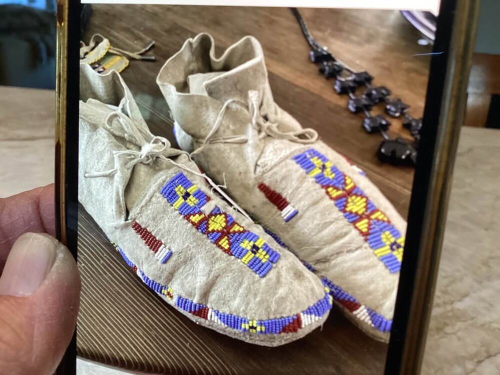 Sioux or Plains Indian beaded moccasins.